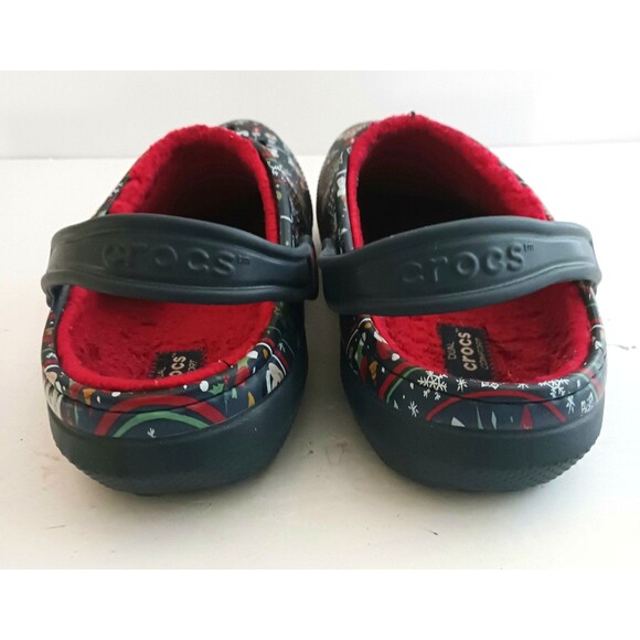 Disney Parks X Crocs Christmas Mickey 2020 Blue Holiday Print Red Lining Sz W 8 - Picture 5 of 12